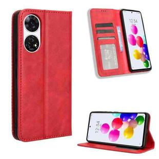 For ZTE Anshin Family Magnetic Buckle Retro Texture Leather Phone Case(Red)