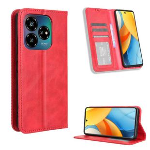 For ZTE Blade V60 Design Magnetic Buckle Retro Texture Leather Phone Case(Red)