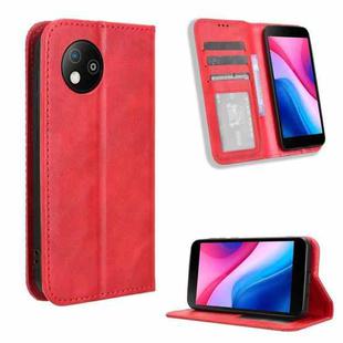 For ZTE Blade A35 Lite Magnetic Buckle Retro Texture Leather Phone Case(Red)