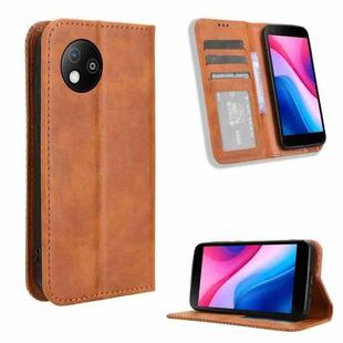 For ZTE Blade A35 Lite Magnetic Buckle Retro Texture Leather Phone Case(Brown)