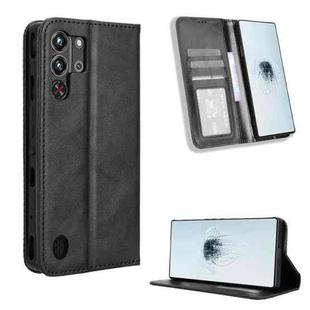 For ZTE nubia Red Magic 10 Pro / 10 Pro+ Magnetic Buckle Retro Texture Leather Phone Case(Black)