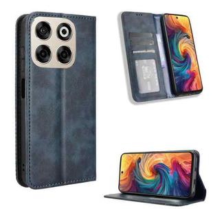 For ZTE Blade V70 4G Magnetic Buckle Retro Texture Leather Phone Case(Blue)