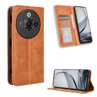 For ZTE nubia Focus Pro 5G Magnetic Buckle Retro Texture Leather Phone Case(Brown)