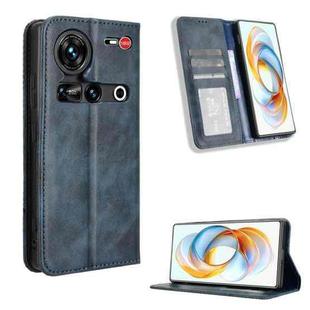 For ZTE nubia Z70 Ultra Magnetic Buckle Retro Texture Leather Phone Case(Blue)