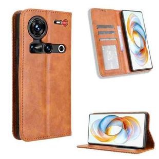 For ZTE nubia Z70 Ultra Magnetic Buckle Retro Texture Leather Phone Case(Brown)