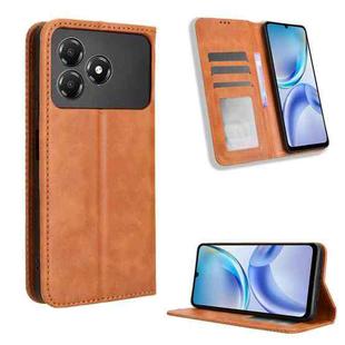 For ZTE Blade A36 4G Magnetic Buckle Retro Texture Leather Phone Case(Brown)