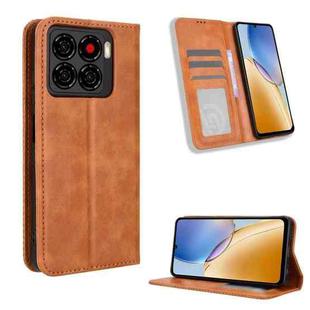 For ZTE Blade A56 4G Magnetic Buckle Retro Texture Leather Phone Case(Brown)