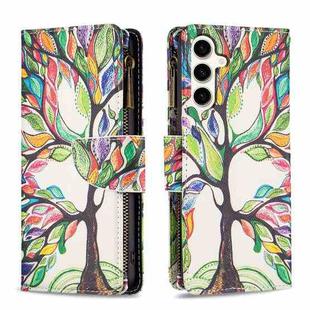 For Samsung Galaxy S23 FE 5G Colored Drawing Pattern Zipper Leather Phone Case(Big Tree)