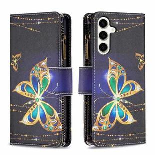 For Samsung Galaxy S23 FE 5G Colored Drawing Pattern Zipper Leather Phone Case(Big Butterfly)
