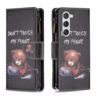 For Samsung Galaxy S24 5G Colored Drawing Pattern Zipper Leather Phone Case(Bear)