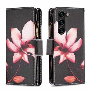 For Samsung Galaxy S24+ 5G Colored Drawing Pattern Zipper Leather Phone Case(Lotus)