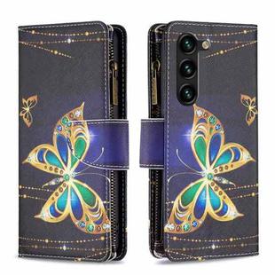 For Samsung Galaxy S24+ 5G Colored Drawing Pattern Zipper Leather Phone Case(Big Butterfly)