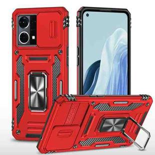 For OPPO Reno7 4G Armor PC + TPU Camera Shield Phone Case(Red)