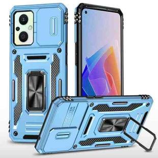 For OPPO Reno7 Lite Armor PC + TPU Camera Shield Phone Case(Light Blue)