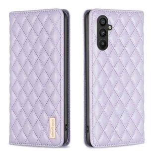 For Samsung Galaxy A25 5G Diamond Lattice Magnetic Leather Flip Phone Case(Purple)