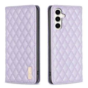 For Samsung Galaxy S23 FE 5G Diamond Lattice Magnetic Leather Flip Phone Case(Purple)