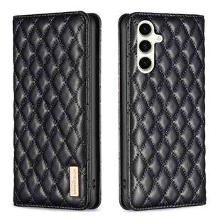 For Samsung Galaxy S23 FE 5G Diamond Lattice Magnetic Leather Flip Phone Case(Black)