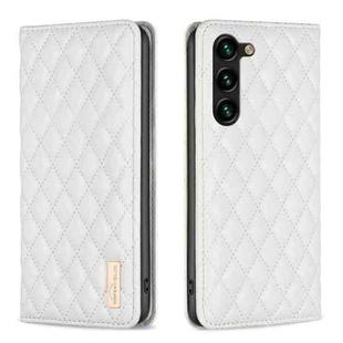 For Samsung Galaxy S24+ 5G Diamond Lattice Magnetic Leather Flip Phone Case(White)