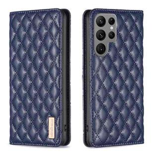 For Samsung Galaxy S24 Ultra 5G Diamond Lattice Magnetic Leather Flip Phone Case(Blue)