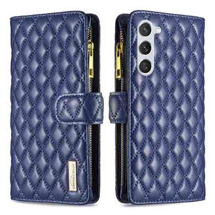 For Samsung Galaxy S24 5G Diamond Lattice Zipper Wallet Leather Flip Phone Case(Blue)