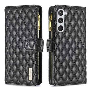 For Samsung Galaxy S24 5G Diamond Lattice Zipper Wallet Leather Flip Phone Case(Black)