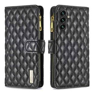 For Samsung Galaxy A55 Diamond Lattice Zipper Wallet Leather Flip Phone Case(Black)