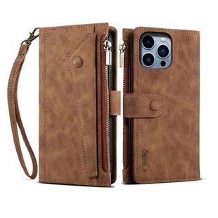 For iPhone 16 Pro Max ESEBLE Retro Frosted RFID Flip Leather Phone Case(Brown)