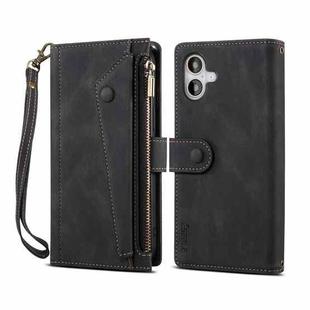 For iPhone 16 Plus ESEBLE Retro Frosted RFID Flip Leather Phone Case(Black)