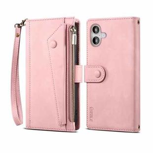 For iPhone 16 Plus ESEBLE Retro Frosted RFID Flip Leather Phone Case(Rose Gold)