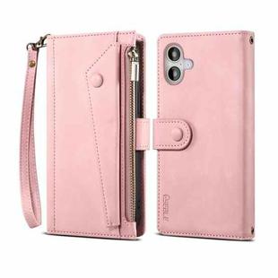 For iPhone 16 ESEBLE Retro Frosted RFID Flip Leather Phone Case(Rose Gold)