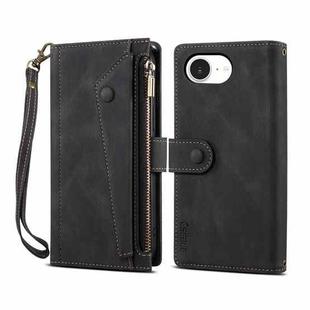 For iPhone 16e ESEBLE Retro Frosted RFID Flip Leather Phone Case(Black)