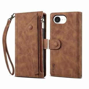 For iPhone 16e ESEBLE Retro Frosted RFID Flip Leather Phone Case(Brown)