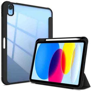 For iPad 10th Gen 10.9 2022 3-Fold Holder Armor Smart Leather Tablet Case(Black)
