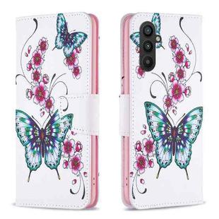 For Samsung Galaxy A25 5G Colored Drawing Pattern Leather Phone Case(Flowers Butterfly)