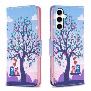 For Samsung Galaxy S23 FE 5G Colored Drawing Pattern Leather Phone Case(Owl)