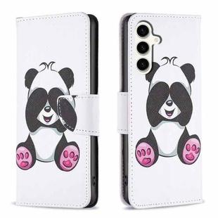 For Samsung Galaxy S23 FE 5G Colored Drawing Pattern Leather Phone Case(Panda)