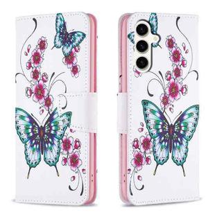 For Samsung Galaxy S23 FE 5G Colored Drawing Pattern Leather Phone Case(Flowers Butterfly)