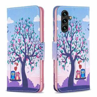 For Samsung Galaxy A15 Colored Drawing Pattern Leather Phone Case(Owl)