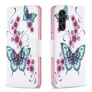 For Samsung Galaxy A15 Colored Drawing Pattern Leather Phone Case(Flowers Butterfly)