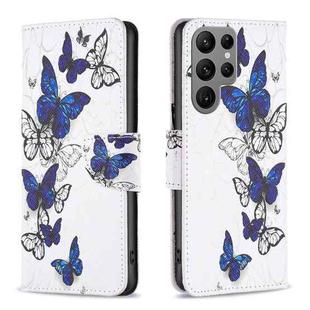 For Samsung Galaxy S24 Ultra 5G Colored Drawing Pattern Leather Phone Case(Butterflies)