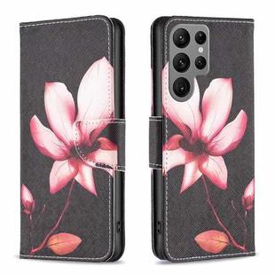 For Samsung Galaxy S24 Ultra 5G Colored Drawing Pattern Leather Phone Case(Lotus)