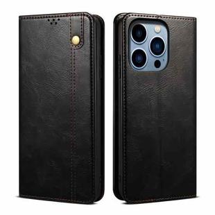For iPhone 15 Pro Oil Wax Crazy Horse Texture Leather Phone Case(Black)