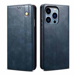 For iPhone 15 Pro Oil Wax Crazy Horse Texture Leather Phone Case(Blue)