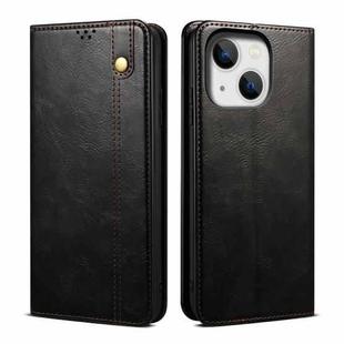 For iPhone 15 Oil Wax Crazy Horse Texture Leather Phone Case(Black)