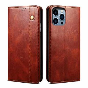 For iPhone 16 Pro Oil Wax Crazy Horse Texture Leather Phone Case(Brown)