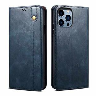 For iPhone 16 Pro Oil Wax Crazy Horse Texture Leather Phone Case(Blue)