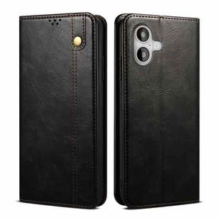 For iPhone 16 Oil Wax Crazy Horse Texture Leather Phone Case(Black)