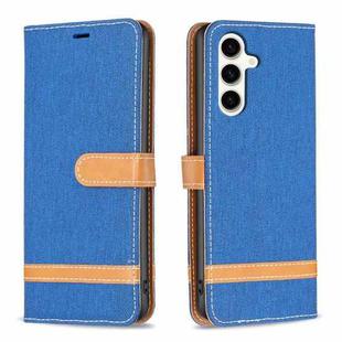 For Samsung Galaxy S23 FE 5G Color Block Denim Texture Leather Phone Case(Royal Blue)