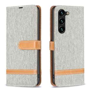 For Samsung Galaxy S24+ 5G Color Block Denim Texture Leather Phone Case(Grey)
