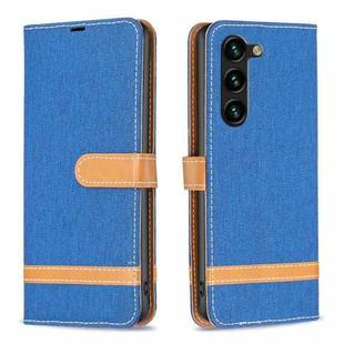 For Samsung Galaxy S24+ 5G Color Block Denim Texture Leather Phone Case(Royal Blue)